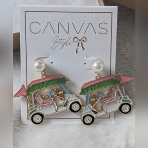 Nwt Canvas Style Golf Cart Earrings